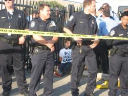 Police at Jun 06 protest at Houston "Processing Center"